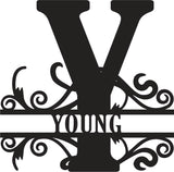 Classic Scroll Name Monogram – Personalized Metal Wall Art