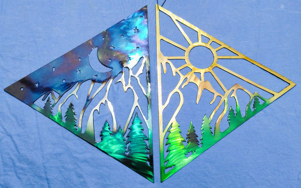 Night & Day Forest Mountain Scene – Two-Piece Wall Art Set