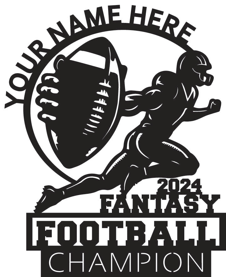 PERSONALIZED Fantasy Football Champ Metal Plaque - Dynamic Football Player