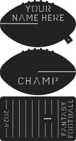 Fantasy Football Champion 3D Metal Trophy – Custom Welded Football Award with Field Base