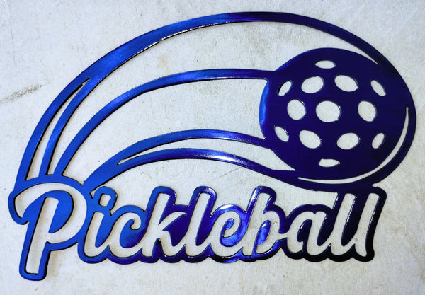 Pickleball Ball in Motion Metal Wall Art