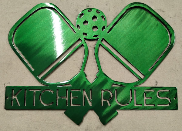 Kitchen Rules Pickleball Metal Wall Art