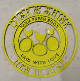 Personalized Rise & Shine Hen House Metal Sign – Farm Fresh Eggs Wall Art
