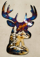 Starry Night Elk Head Metal Wall Art