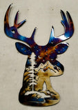Starry Night Elk Head Metal Wall Art