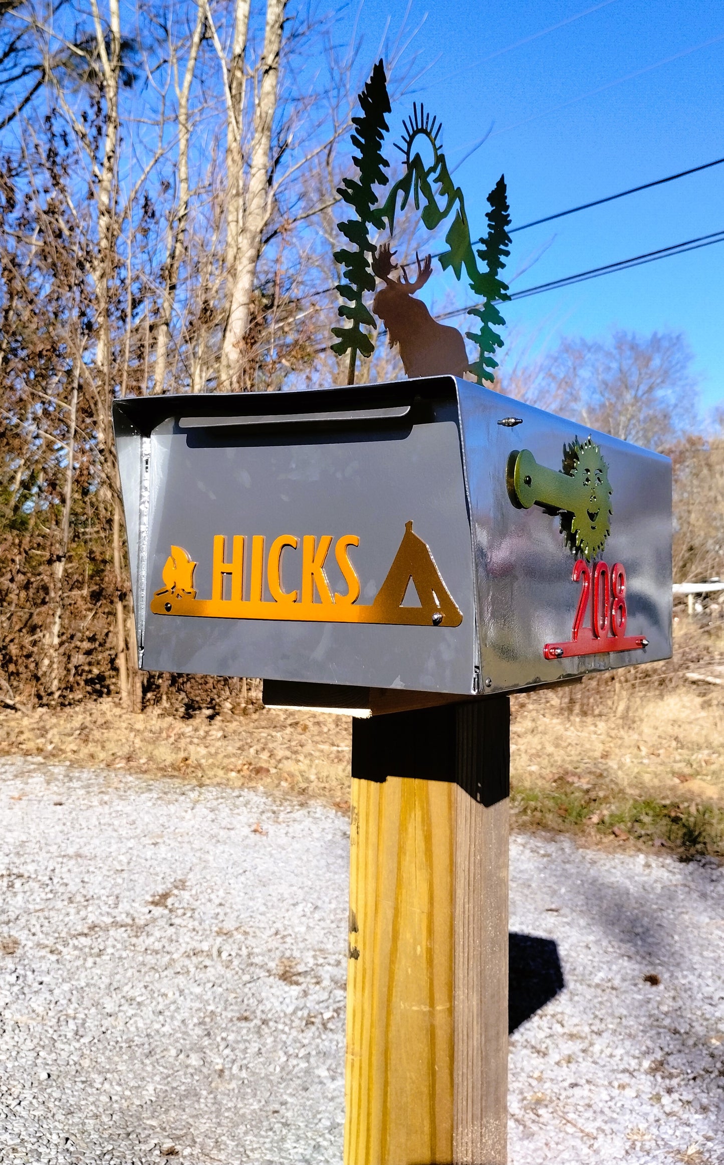 Personalized Mailbox with Seasonal Forest Decorations