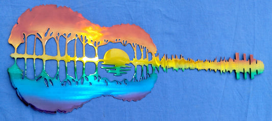 Sunset Guitar – Metal Wall Art