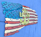 United States Navy Tattered Flag - Layered Metal Wall Art