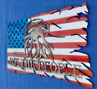 We The People Square Tattered Flag - Layered Metal Wall Art