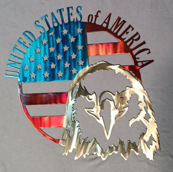 United States Round Flag with Eagle