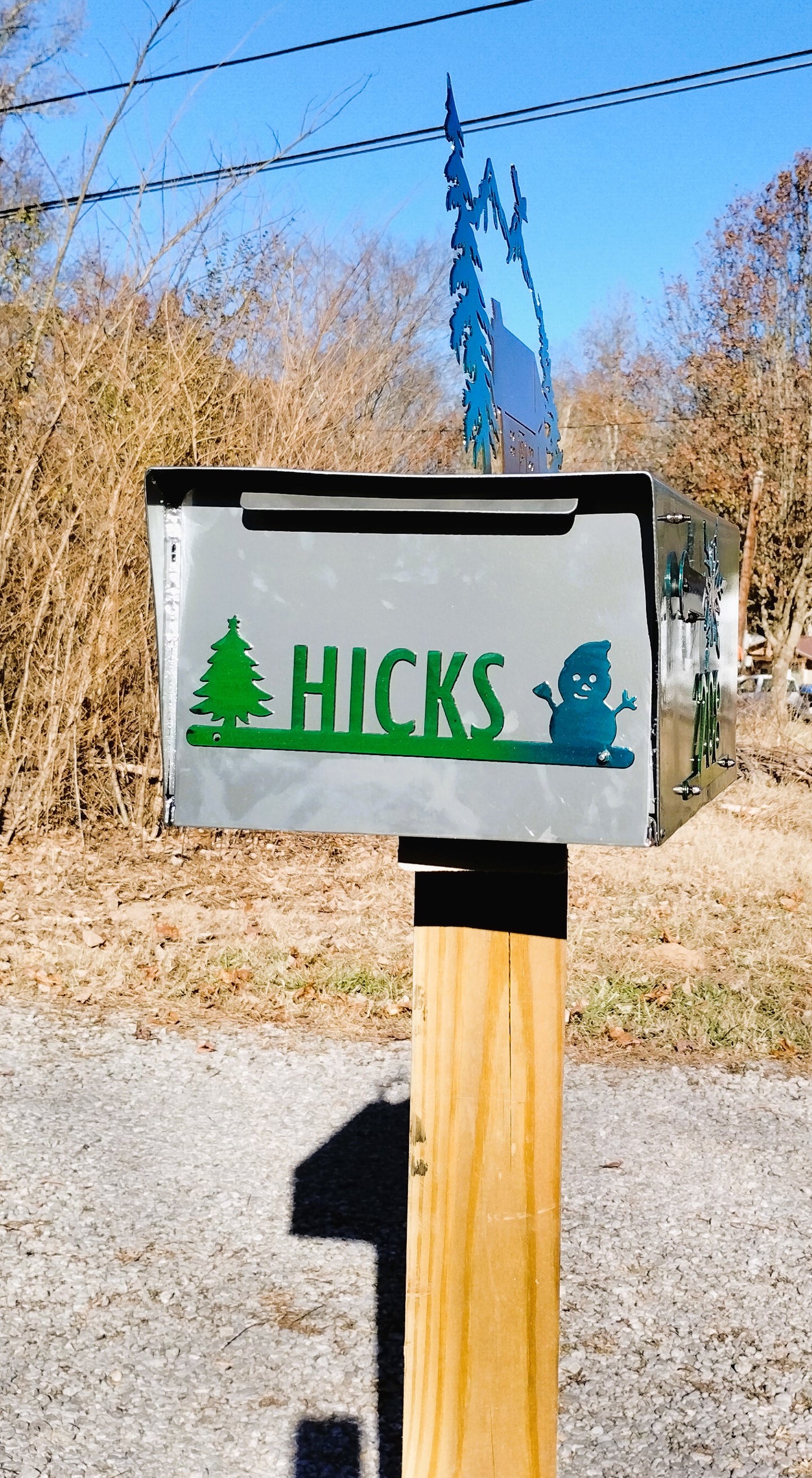 Personalized Mailbox with Seasonal Forest Decorations