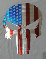 Battle-Worn Punisher Skull American Flag Metal Wall Art