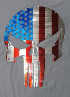 Battle-Worn Punisher Skull American Flag Metal Wall Art