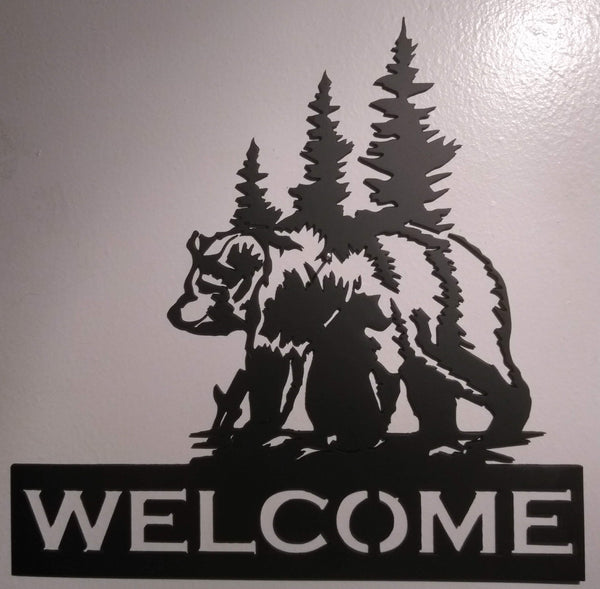 Bear Metal Welcome Sign