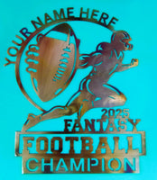 Fantasy Football Champ Personalized Metal Wall Plaque – Dynamic Football Player