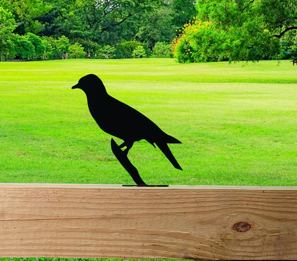 Black Crow Silhouette Fence Sitter –  Metal Art