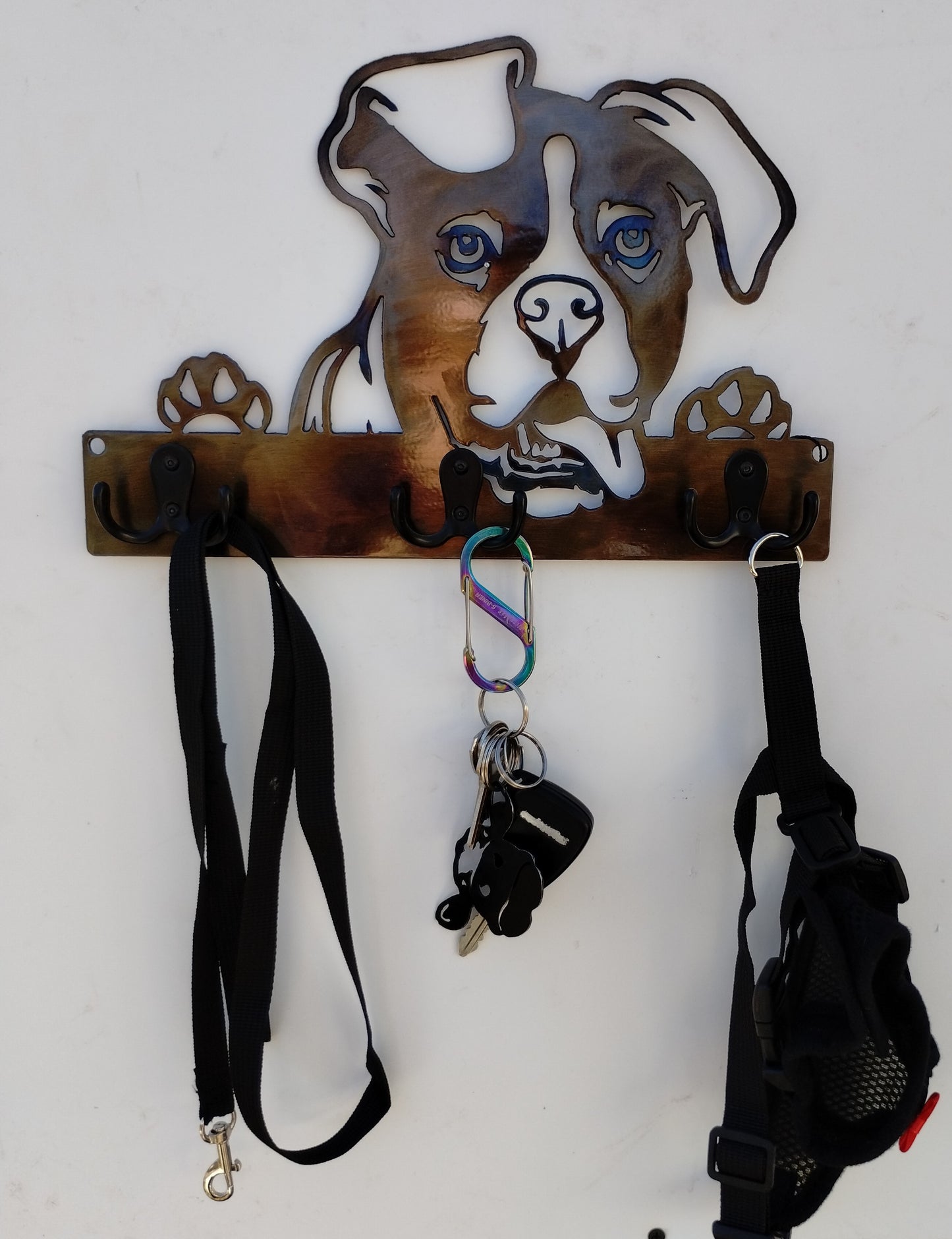 Boxer Face Key Chain-Dog Leash Hanger