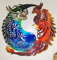 Chinese Dragon & Phoenix Yin Yang – Symbolic Metal Wall Art