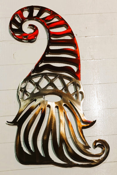 Christmas Red Gnome Metal Wall Art