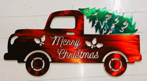 Classic Christmas Truck Metal Art