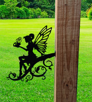 Fairy on a Branch Tree Stake – Metal Garden Art