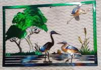 Heron Reflections – Layered Metal Wall Art