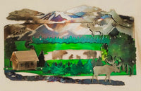 Cabin in the Mountains - Layered Metal Wall Art