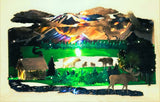 Cabin in the Mountains - Layered Metal Wall Art