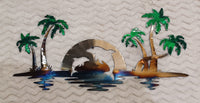 Dolphins Jumping in Moonlight Metal Wall Art
