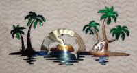 Dolphins Jumping in Moonlight Metal Wall Art