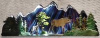Moose in the Snowy Mountain - Layered Metal Wall Art