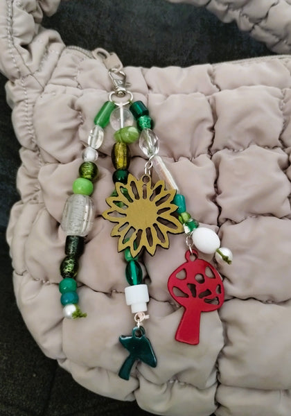 Mushroom & Flower Handmade Bag Charm – One of a Kind by River
