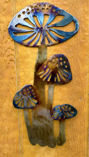 Whimsical Wild Mushrooms Metal Wall Art