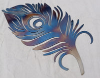 Torch-Fired Peacock Feather Metal Wall Art