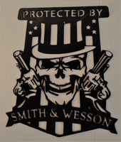 Protected by Smith & Wesson Skull Metal Sign