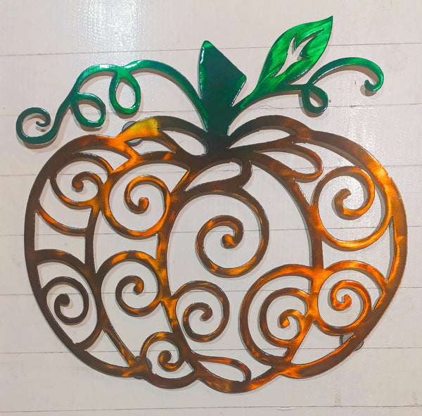 Swirled Pumpkin Metal Wall Art
