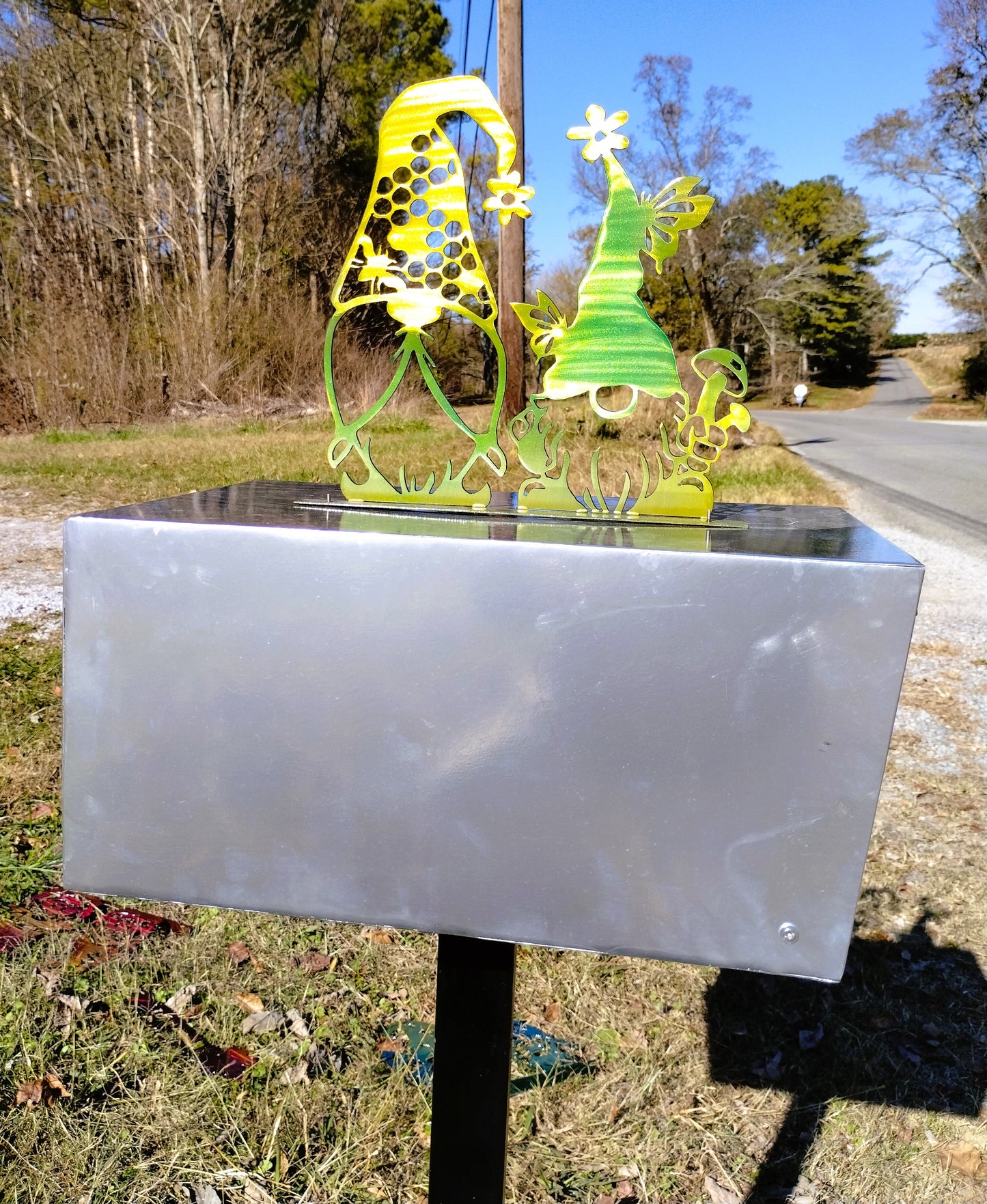 Personalized Mailbox with Seasonal Gnome Decorations