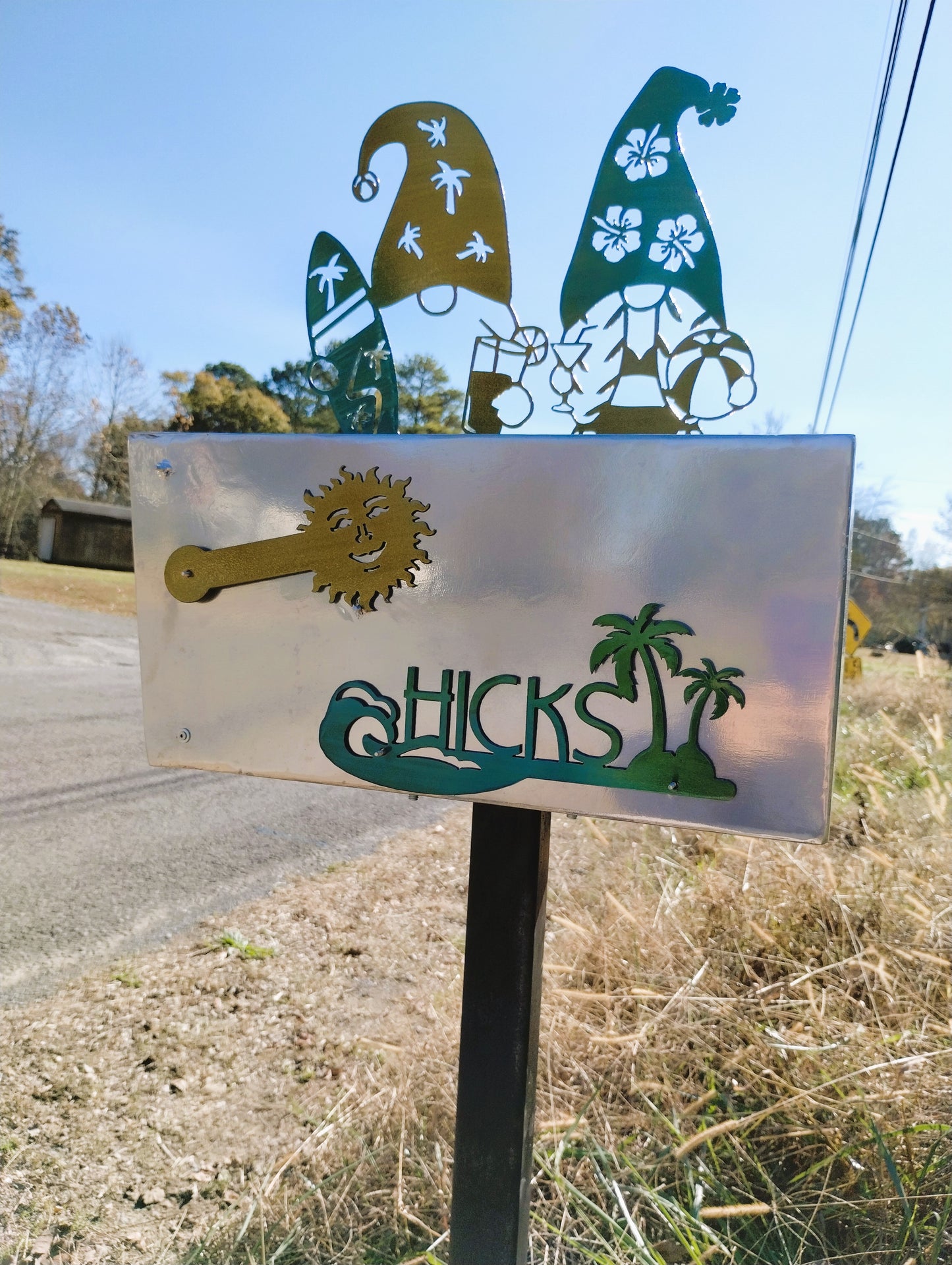 Personalized Mailbox with Seasonal Gnome Decorations