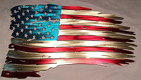 Tattered American Flag Metal Wall Art