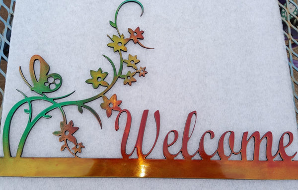 Butterfly & Flowers Welcome sign