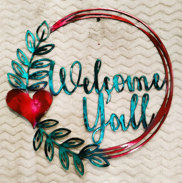 Welcome Y’all Metal Sign