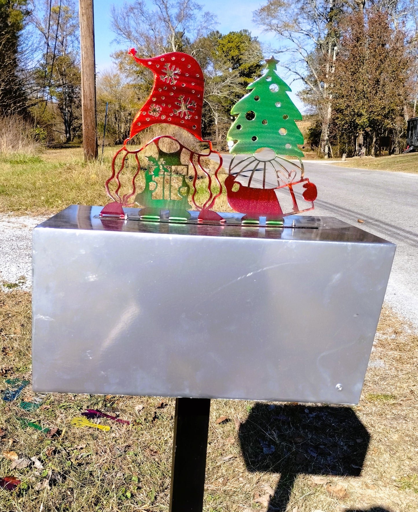 Personalized Mailbox with Seasonal Gnome Decorations