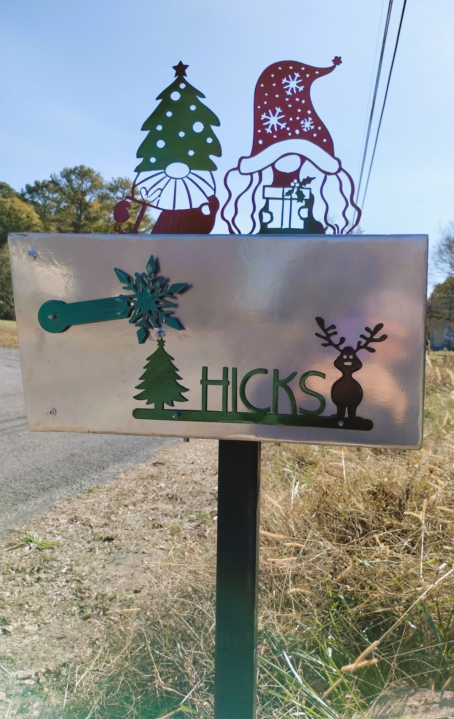 Personalized Mailbox with Seasonal Gnome Decorations