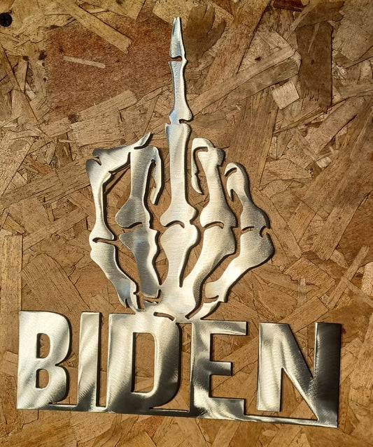 F**K Biden Skeleton hand metal wall sign