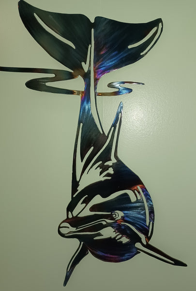 Dolphin swimming (Metal Wall Art)