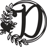 Fancy Heart & Leaves Monogram Letter