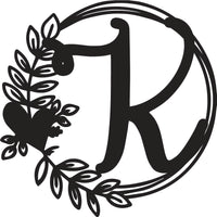 Fancy Heart & Leaves Monogram Letter