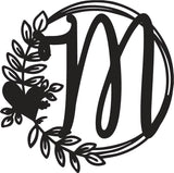 Fancy Heart & Leaves Monogram Letter