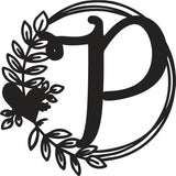 Fancy Heart & Leaves Monogram Letter