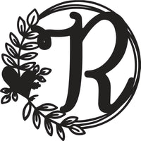 Fancy Heart & Leaves Monogram Letter